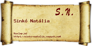 Sinkó Natália névjegykártya
